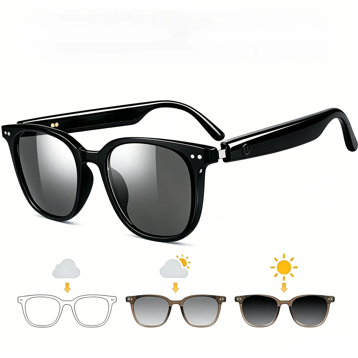 Smart AI Translation Glasses, Ultra‑Light Portable Eyewear Supporting 164 Languages, Photochromic Lenses, Open‑Ear Design for Hands‑Free Calls & Music, for Travel Sports Daily Use