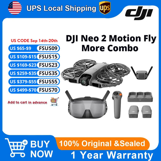 DJI Neo 2 Motion Fly More Combo Drone 4K Professional Drones with a Camera & Goggles N3 Immersive Stable Transmission With Digital Transceiver FPV Drone for Beginners With 3x Batteries