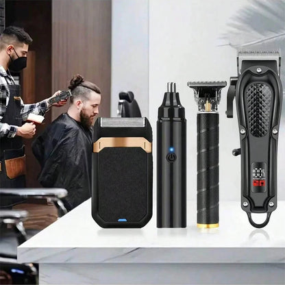 4-in-1 Electric Hair Clipper Set for Men Rechargeable Cordless Hair Trimmer Grooming Kit for men Beard Cutting Machine Nose Hair trimmer Electric Shaver Birthday Christmas Gift For Family