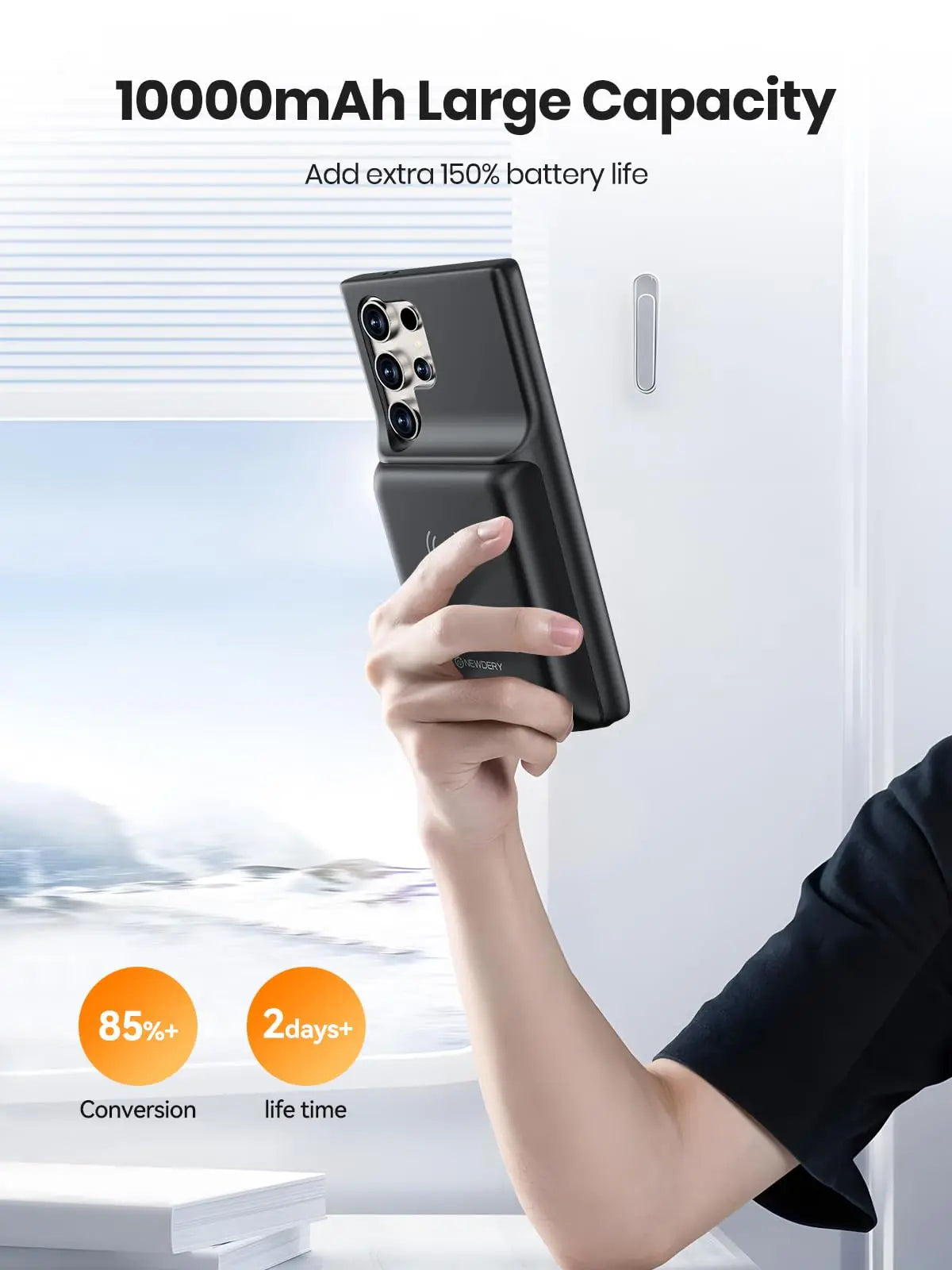 NEWDERY Battery Case For Samsung Galaxy S24 Ultra S24+ S24 Plus Qi Wireless Charging Charger Case 18W Fast Recharging Power Bank Cover