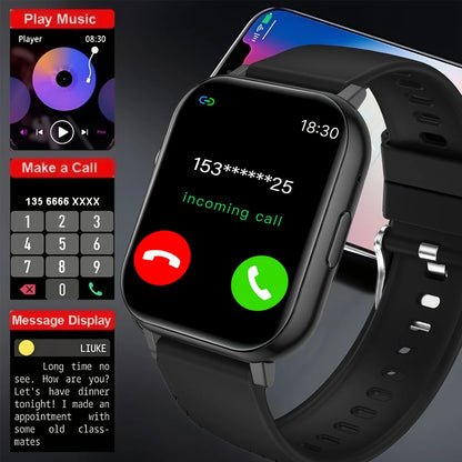 Sports Smart Watch, 1.83inch Full Touch Screen Display with Message, Answer Make Call Smartwatch, Sleep Monitoring, Sports Pedometer, Information Alerts, for iPhone Android Phones, Smartbands Fitness Watch for Women Men Frien