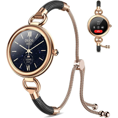 Stylish Women's Smart Watch - Call Handling, 1.19" AMOLED, 24H Health Tracker, Over 100 Sport Modes, Waterproof for iOS/Android