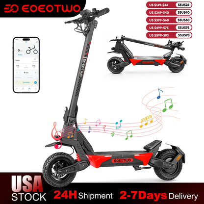 EOEOTWO Electric Scooter, Up to 28 MPH, Long Rang, Dual Suspension & Braking System, Fast Charging, Scooter for Adults, UL Certified