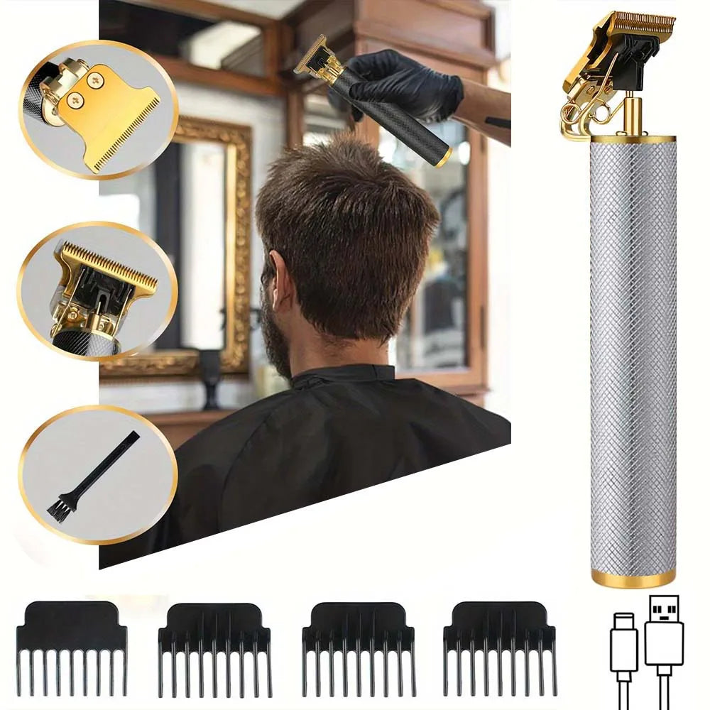 Professional Electric Hair Clipper Set with LED Display, USB Rechargeable Beard Trimmer & Foil Shaver for Men – Includes Guards, Scissors, Comb & Cape