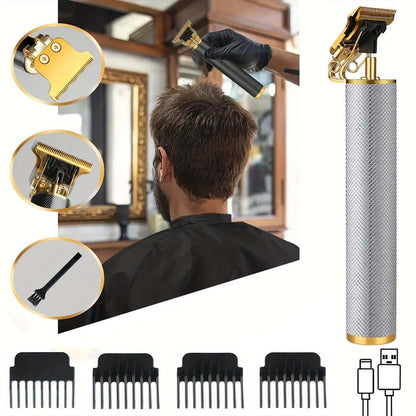 Professional Electric Hair Clipper Set with LED Display, USB Rechargeable Beard Trimmer & Foil Shaver for Men – Includes Guards, Scissors, Comb & Cape