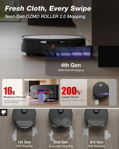 2-in-1 Robot Vacuum and Mop with Cyclone Docking Station, Robotic Vacuum Cleaner and Mopping System