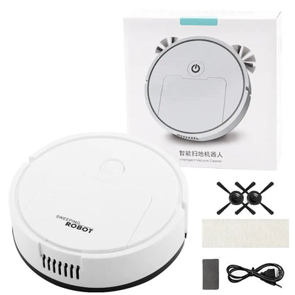 Robot Vacuum Cleaner, 3-in-1 Mini Smart Sweeping Mopping Vacuum Machine, 6cm Ultra-Thin Automatic Floor Sweeper for Pet Hair, Hardwood, Tile, Quiet One-Touch Operation, Slim Design for Under Furniture