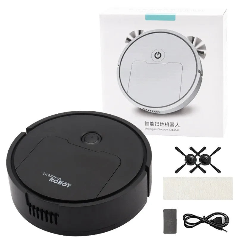 Robot Vacuum Cleaner, 3-in-1 Mini Smart Sweeping Mopping Vacuum Machine, 6cm Ultra-Thin Automatic Floor Sweeper for Pet Hair, Hardwood, Tile, Quiet One-Touch Operation, Slim Design for Under Furniture