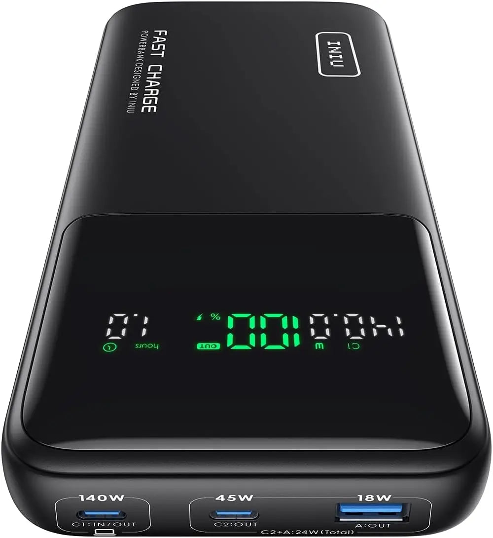 INIU Laptop Power Bank, Compact 27000mAh 140W Fast Charging Battery Pack | Smart LED Display, 3-Output Fast Charging, Flight-Safe, Portable Charger for MacBook Pro, Dell, Steam Deck, iPhone, iPad etc