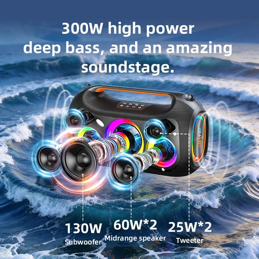 ZEALOT-ZE51 300W Big Power Wireless TWS Subwoofer Bluetooth Speaker High Volume Waterproof Portable Mobile Power HIFI Sound Quality