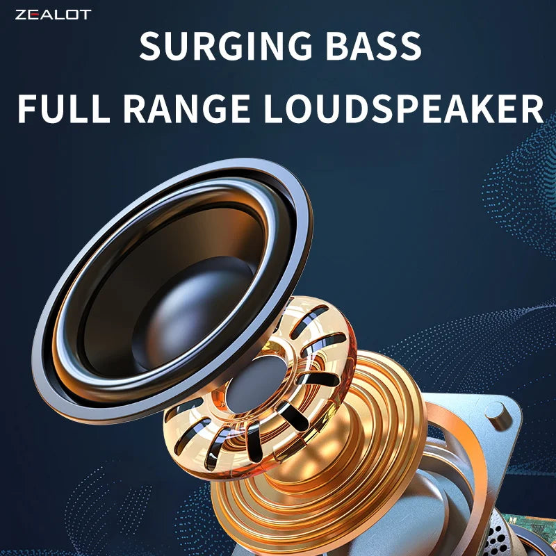 Zealot-S32 Wireless Speaker Outdoor Portable Subwoofer Speaker, Waterproof IPX 6, Dual Pairing,1500mAh Battery.
