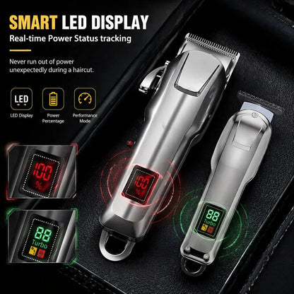 Professional 3-in-1 Hair Clipper Trimmer Set for Men - Electric Shaver Rechargeable Grooming Kit with LED Display Beard Trimming Machine
