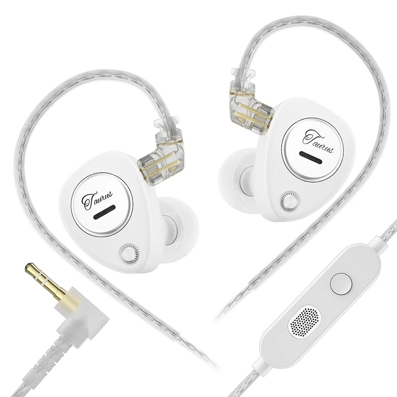 KZ Taurus Wired In Ear Monitor Earbuds Horizontal 2DD Dynamic Driver HiFi IEM Headphones Detachable 0.78mm Silver Plated Cable 3.5mm Gaming Earphones Optional Mic Noise IsolatingMusic Sports Laptop