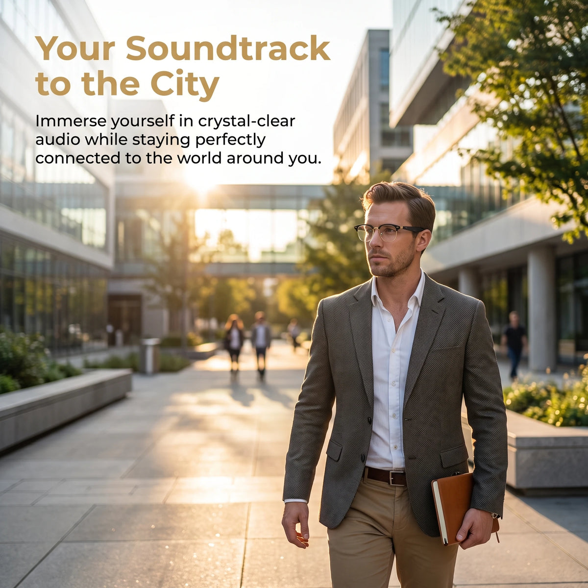 Photochromic AI Smart Audio Glasses for Unisex, Hi‑Fi Sound Quality Eyeglasses with HD Hands‑Free Call Function, Great for Sports, Outdoor and Everyday Office Scenarios