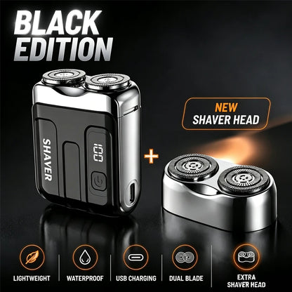 Mini Electric Shaver for Men Portable Rechargeable Beard Shaver USB-C Waterproof Dual Blade Razor with LED Display Travel
