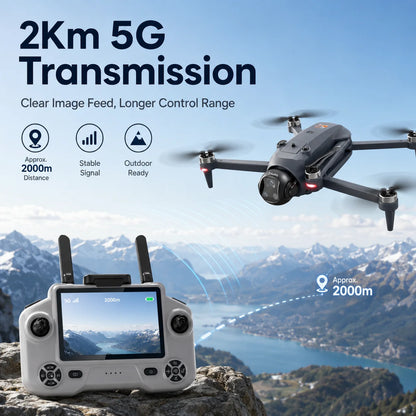 GPS Drone With 5G Screen Remote Lift‑Type Obstacle Avoidance Airdrop Function 180° Electric Adjust Camera Brushless 2KM 5G FPV Quadcopter