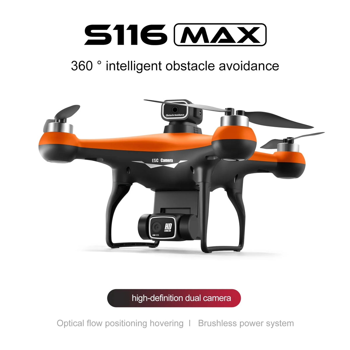 2026 Newest S116 MAX Brushless RC Drone with Dual Camera, WiFi FPV, Optical Flow Positioning, 360 Obstacle Avoidance, One Key Takeoff Landing, Altitude Hold, Foldable, Carry Bag Included, Long Flight Time, Gift for Adults