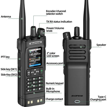 BAOFENG UV-32 GPS Walkies Talkie AM FM Long Range Bluetooth Programming 10W Wireless Copy Frequency 1000CH Two Way Radio