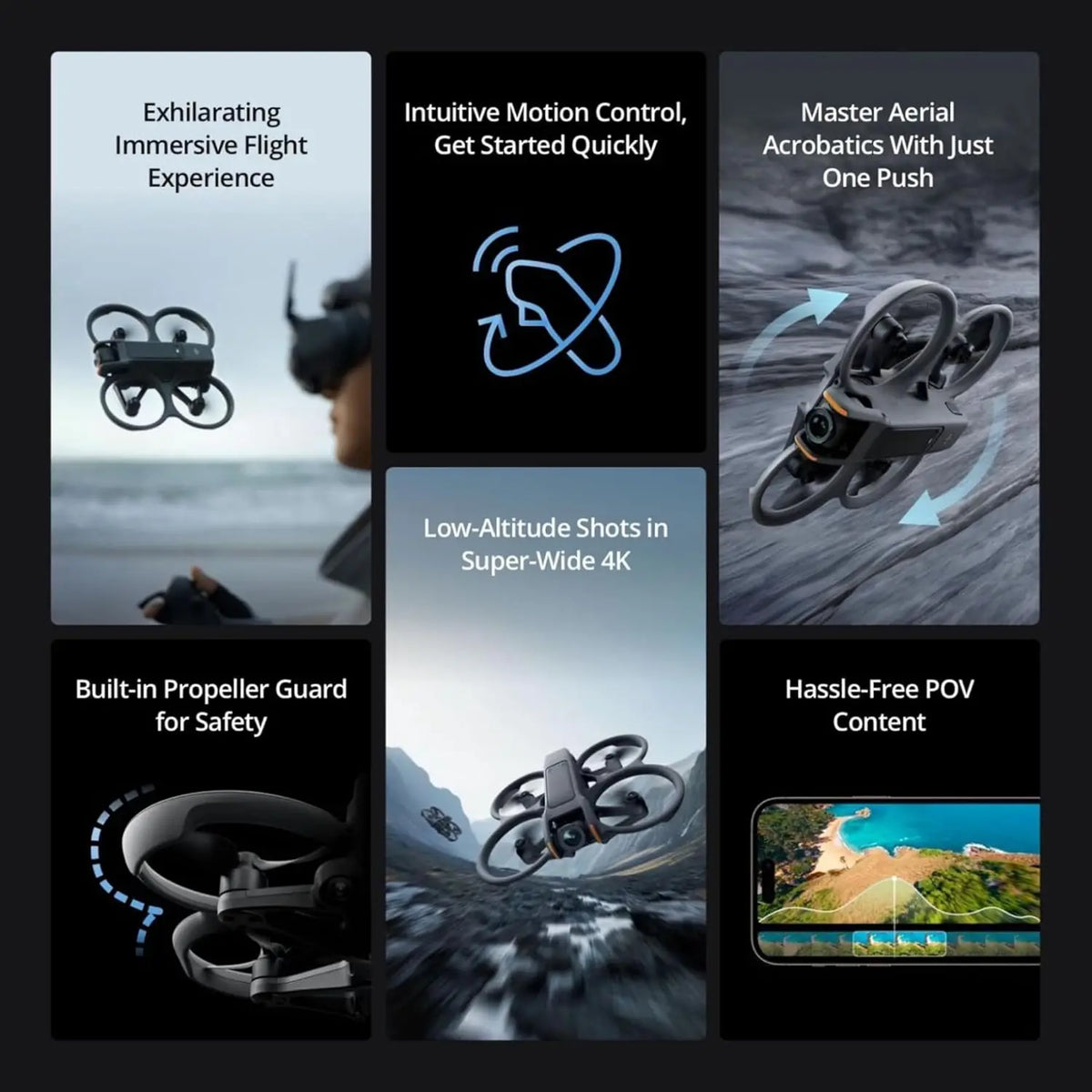 Refurbished DJI Avata 2 Drones Fly More Combo - 4K FPV Camera Adult Drone Set with Extended Flight Time