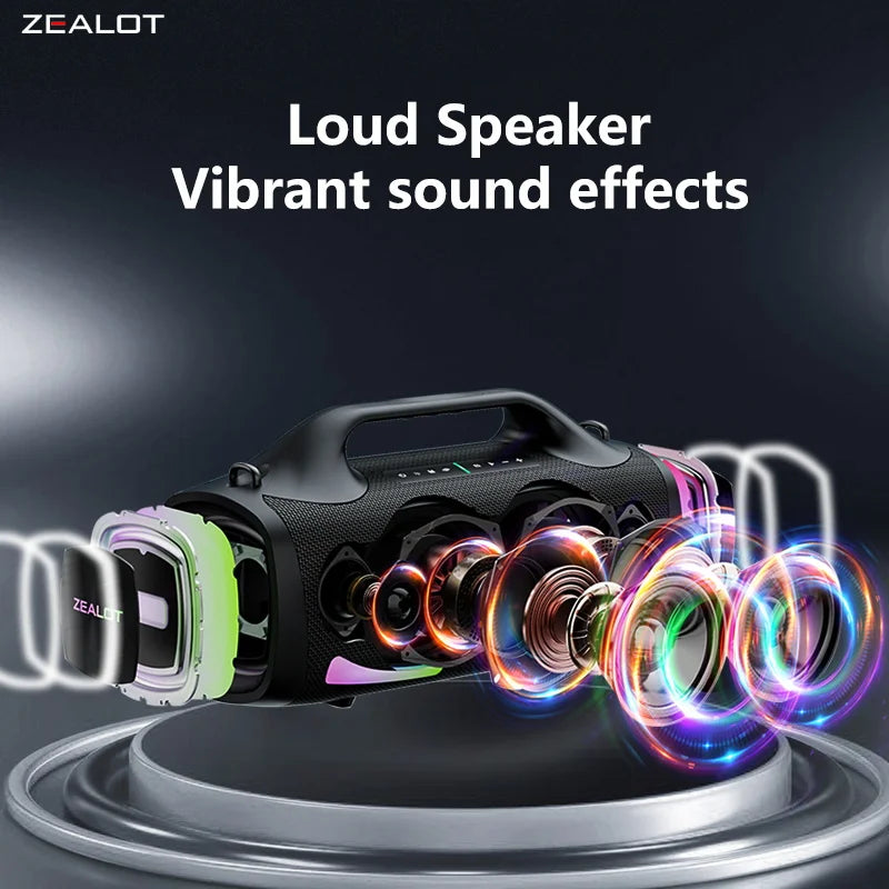 ZEALOT-S79 100w Wireless Speaker, Outdoor Portable Subwoofer, Bluetooth-Connectable Speaker, Hifi Sound Quality, Dual Pairing, Fast Charging, 24000mah Battery, Long Battery Life, Big Party Speaker, Camping Speaker, Blue Speak