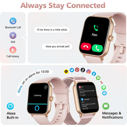 Smart Watches: Fitness Tracker, Call/SMS, Heart Rate, SpO2, Stress, Sleep, 100+ Modes, Waterproof, 2 Bands