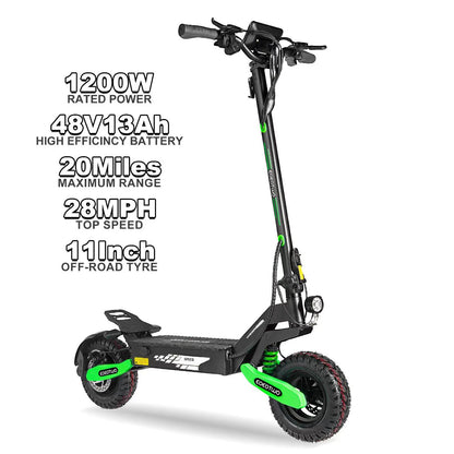 EOEOTWO GT06 Electric Scooter for Adults, 1200W Motor, Up to 30 MPH, 20/40 Miles Long Range, 11" Off-Road Tubeless Tires, Dual Suspension, Dual Disc Brakes, Foldable Commuter E-Scooter