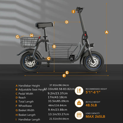 GYROSHOES Electric Scooter for Adults with Pet Basket, UL2272 Certified 550W Motor 19MPH 15Mi Range, BYD Battery Powered Commuter Scooter with Padded Seat, Dual Disc Brakes, LED Lights, 265LBS Capacity for Small Dogs & Daily