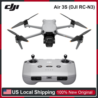 DJI Air 3S Drones with a Camera Drone 4K Professional DJI RC-N3 or Fly More Combo (DJI RC2) Option Camera Drone with 1" CMOS Wide-Angle Camera 4K/60fps HDR Video & 14 Stops of Dynamic Range 45-Min Max Flight Time 20km Transmi