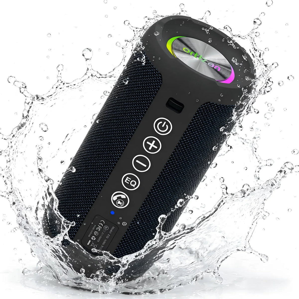 Portable Bluetooth Speaker ,24W Loud Bass for Pool Parties & Outdoor Adventures, IPX7 Waterproof, Beat-Synced LED Lights, Wireless Stereo Pairing