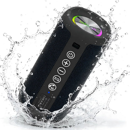 Portable Bluetooth Speaker ,24W Loud Bass for Pool Parties & Outdoor Adventures, IPX7 Waterproof, Beat-Synced LED Lights, Wireless Stereo Pairing