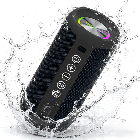 Portable Bluetooth Speaker ,24W Loud Bass for Pool Parties & Outdoor Adventures, IPX7 Waterproof, Beat-Synced LED Lights, Wireless Stereo Pairing