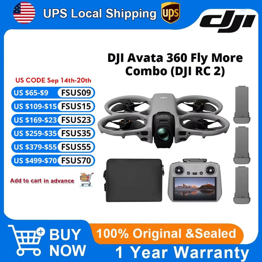 DJI Avata 360 Drones with a Camera & RC 2 Motion Controller - Drone 4K Professional Imaging, 60fps 155° Ultra-Wide-Angle Camera, O4+ FHD Video Transmission, RockSteady 3.0 Stabilization for Aerial Filming