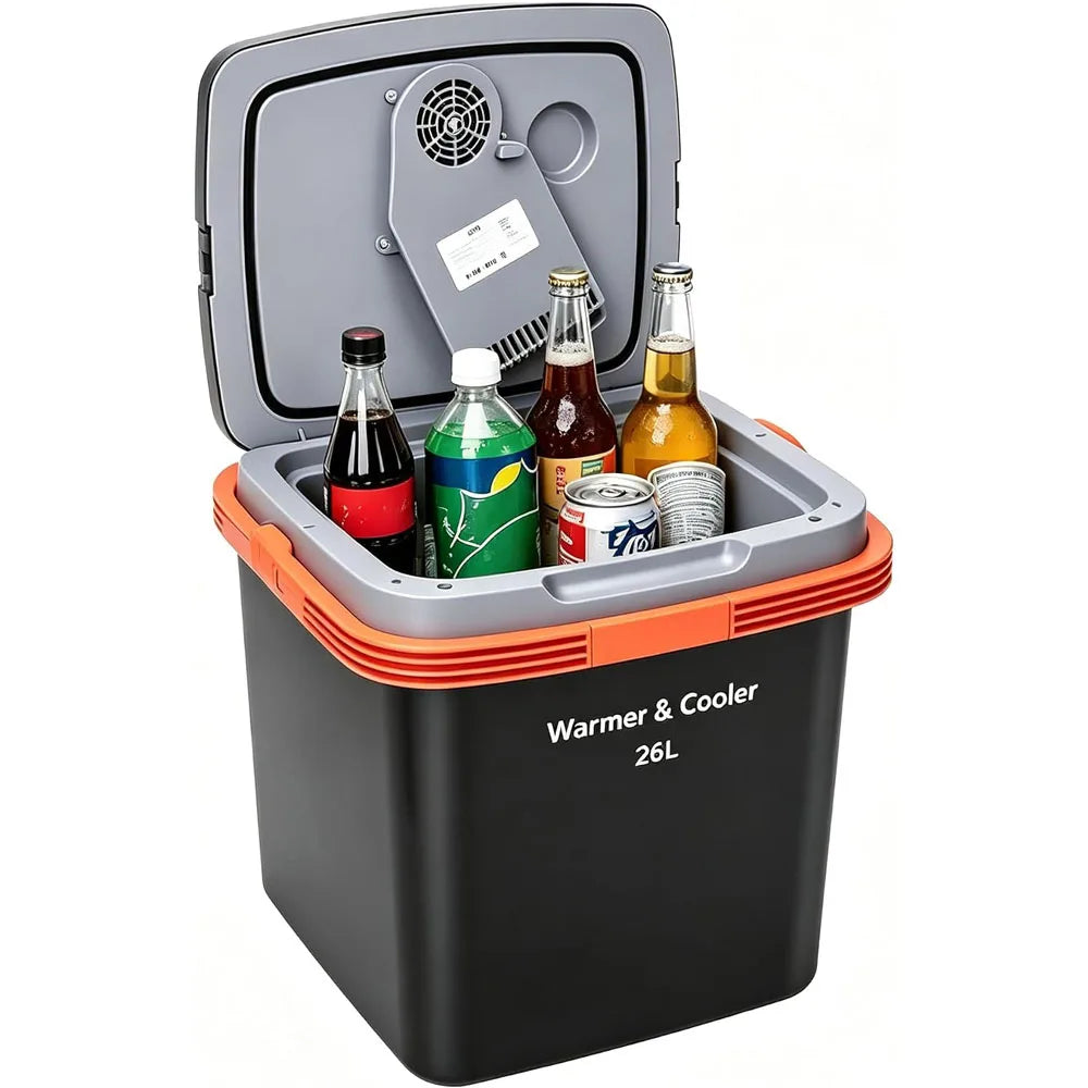 26L Portable Car Cooler & Warmer, 12V Electric Refrigerator with AC/DC Power