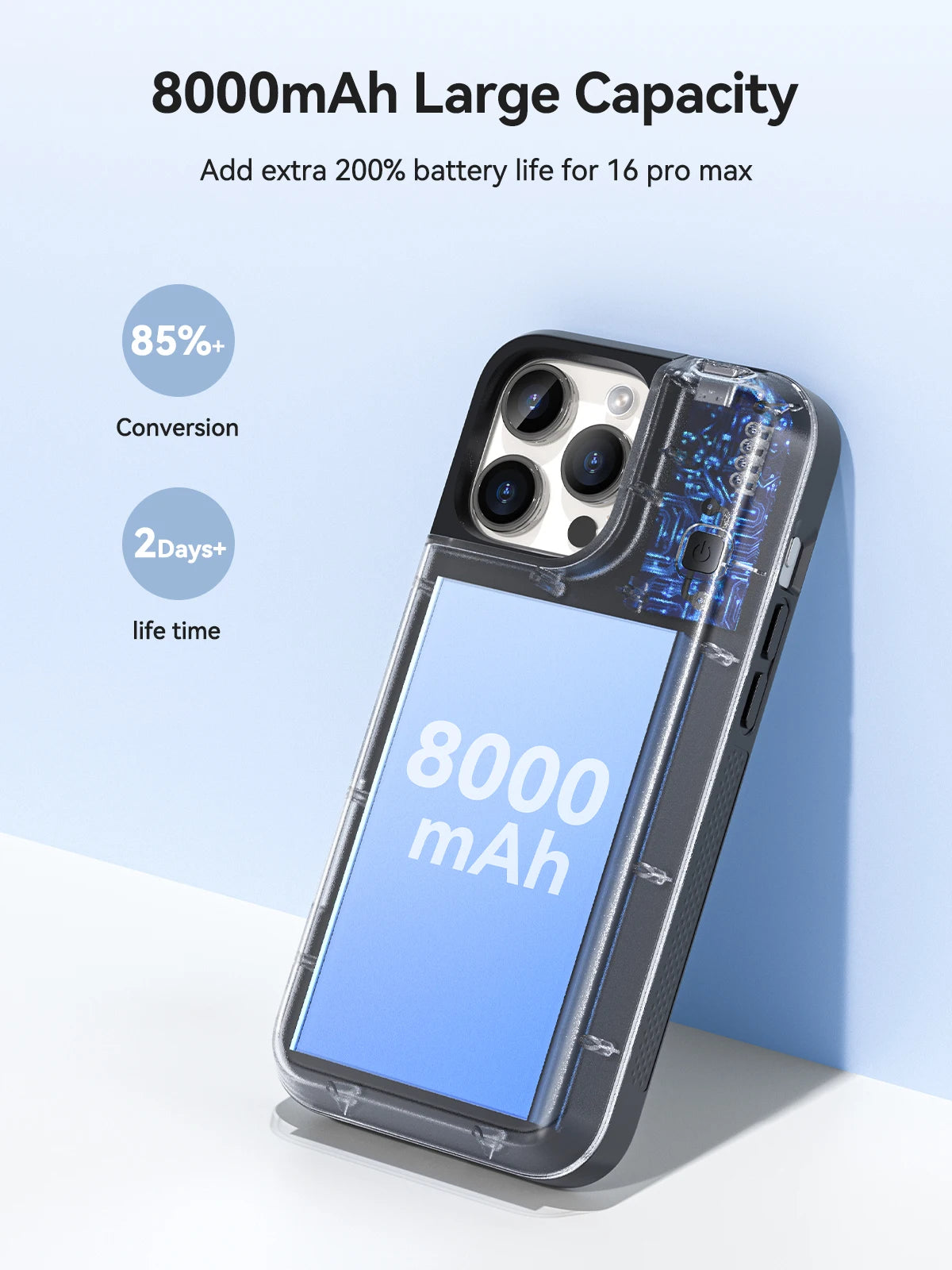 NEWDERY Battery Case for iPhone 16 Pro Max 16Pro 16 Plus 16E USB C Portable Power Bank Rechargeable Charger Cover Battery Pack
