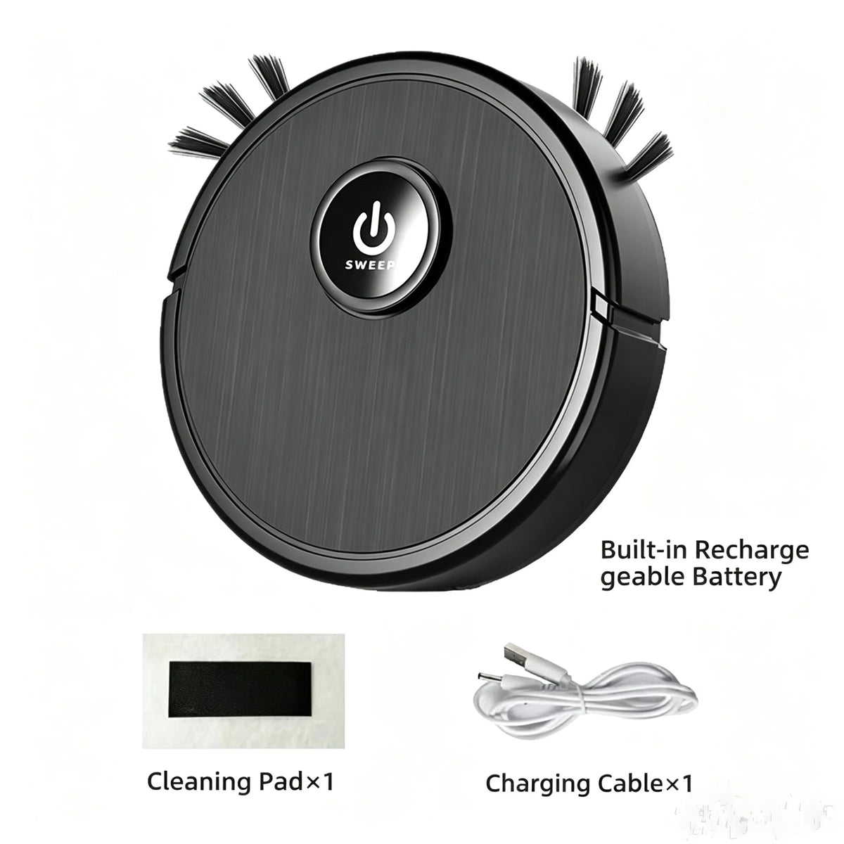Robot Vacuum Cleaner 3-in-1 Sweeping Mopping Suction, 4.5cm Ultra-Slim Robotic Vacuum with 45dB Low Noise, Smart Obstacle Avoidance, USB Rechargeable Floor Cleaner for Hardwood Floor, Pet Hair, Home Gift