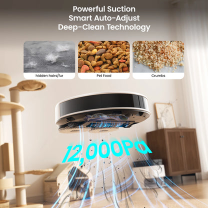 LEFANT M3L Robot Vacuum Cleaner, 12000 Pa Suction 220 min Battery, All-in-one Base Station,DToF Navigation, Double Rotary Cloth