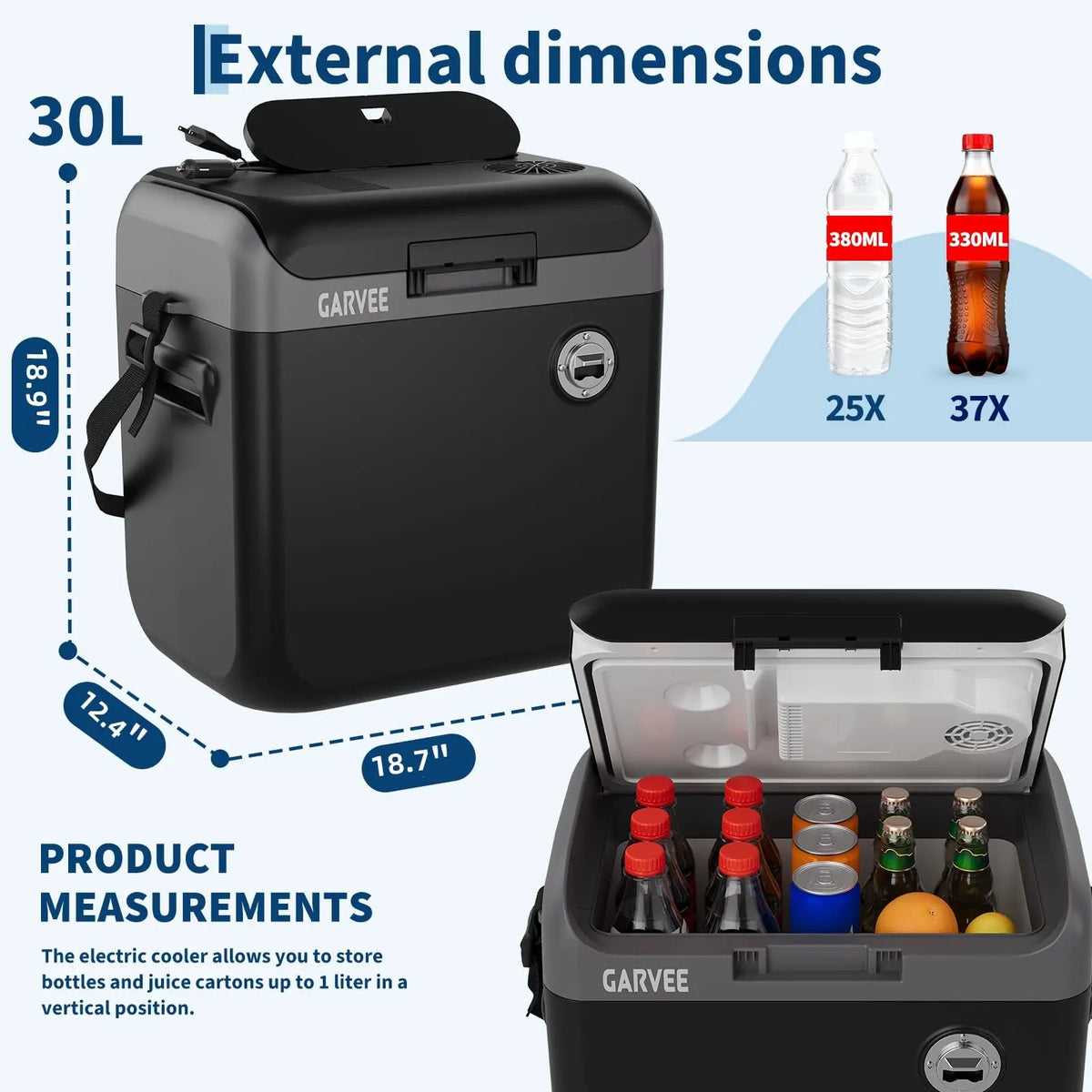 30L Electric Cooler And Warmer Portable Thermoelectric Fridge With 110V AC 12V Car Plug For Car Truck Camping Travel