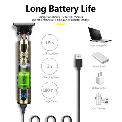 T9 Hair Clipper Repair Beard Shaving Body Hair Trimmer Clippers Electric Machine Men Haircut Machine 0mm Barber Shaver US STOCK