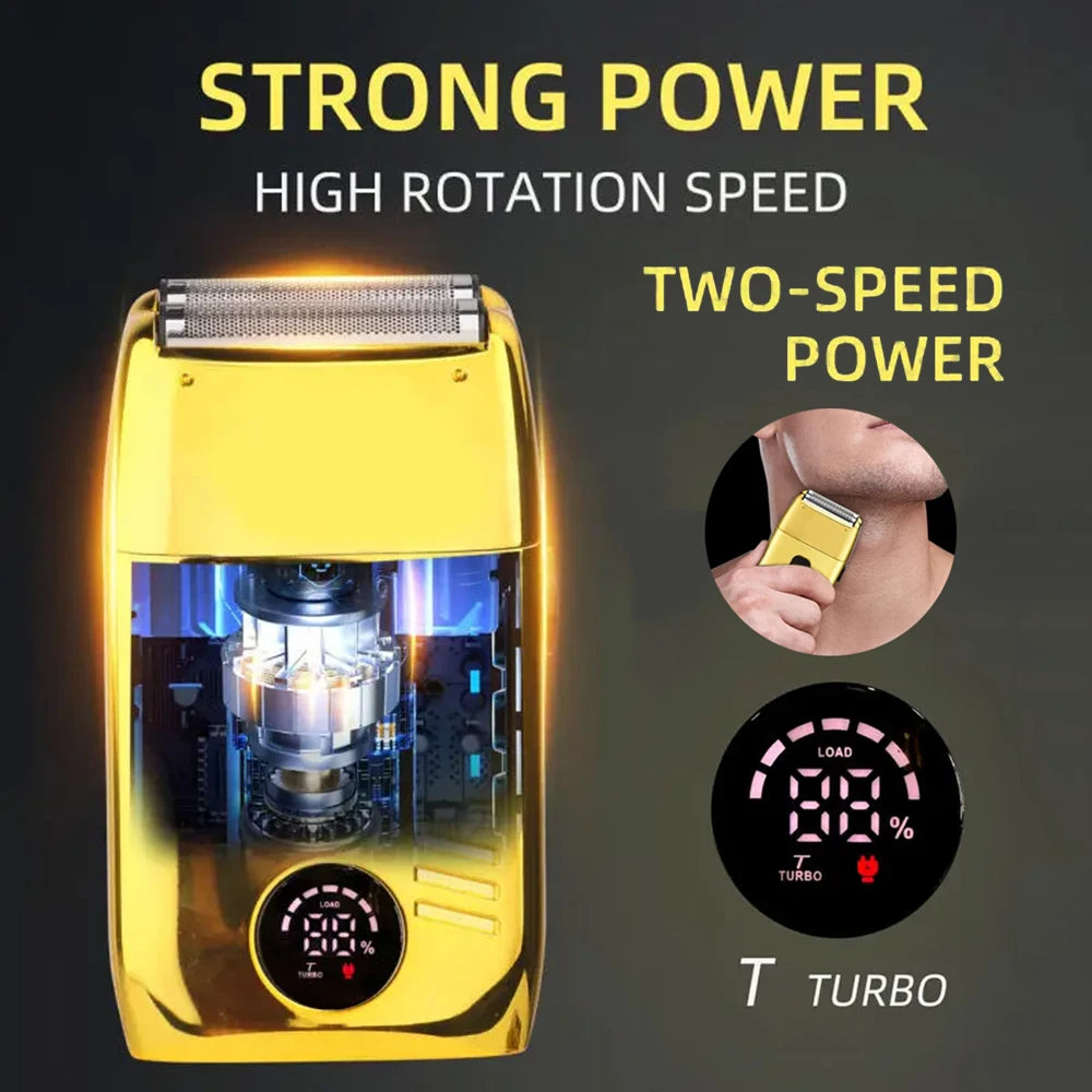 Portable Mini Electric Shaver for Men – Floating 2-Blade Net & LED Power Display, USB Fast Charging Beard Trimmer for Travel & Daily Grooming