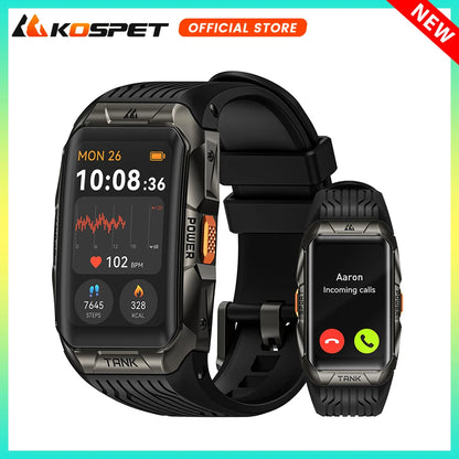 2025 KOSPET TANK X2 Rugged Smart Watch For Men 3D Curved Screen AMOLED AOD 5ATM IP69K Waterproof Bluetooth Call AI Assistant