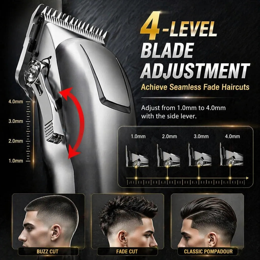 Professional 3-in-1 Hair Clipper Trimmer Set for Men - Electric Shaver Rechargeable Grooming Kit with LED Display Beard Trimming Machine