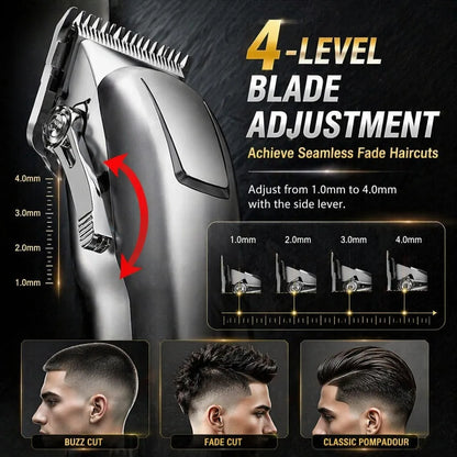 Professional 3-in-1 Hair Clipper Trimmer Set for Men - Electric Shaver Rechargeable Grooming Kit with LED Display Beard Trimming Machine