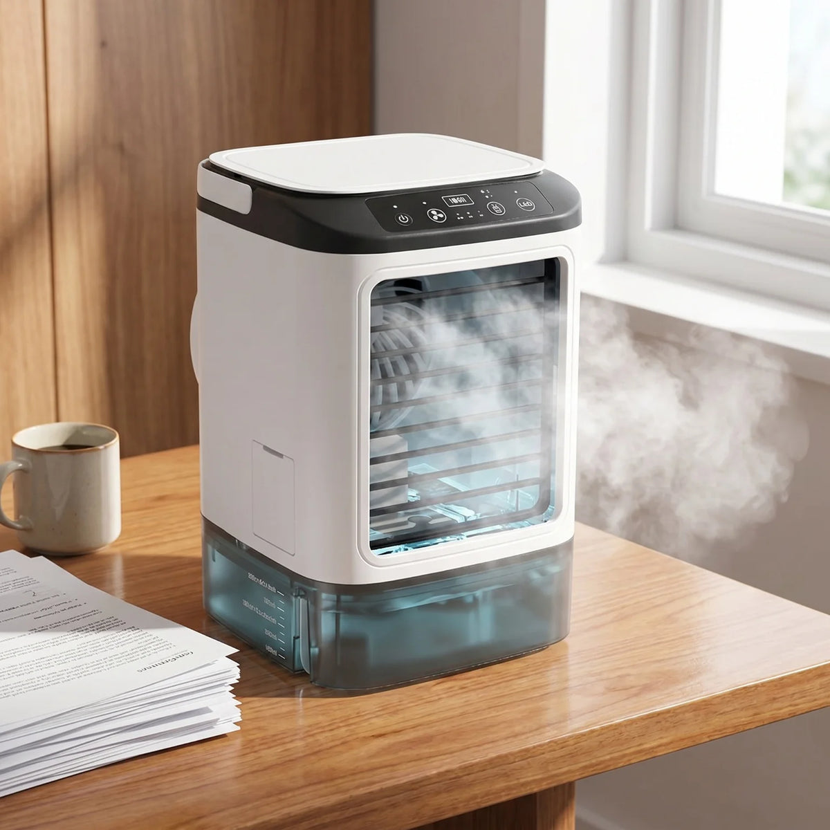 Portable Mini Air Conditioner Cooler Fan Personal Evaporative Cooling Fan with Mist Function 3 Speed Desktop Mini Fan for Home Office