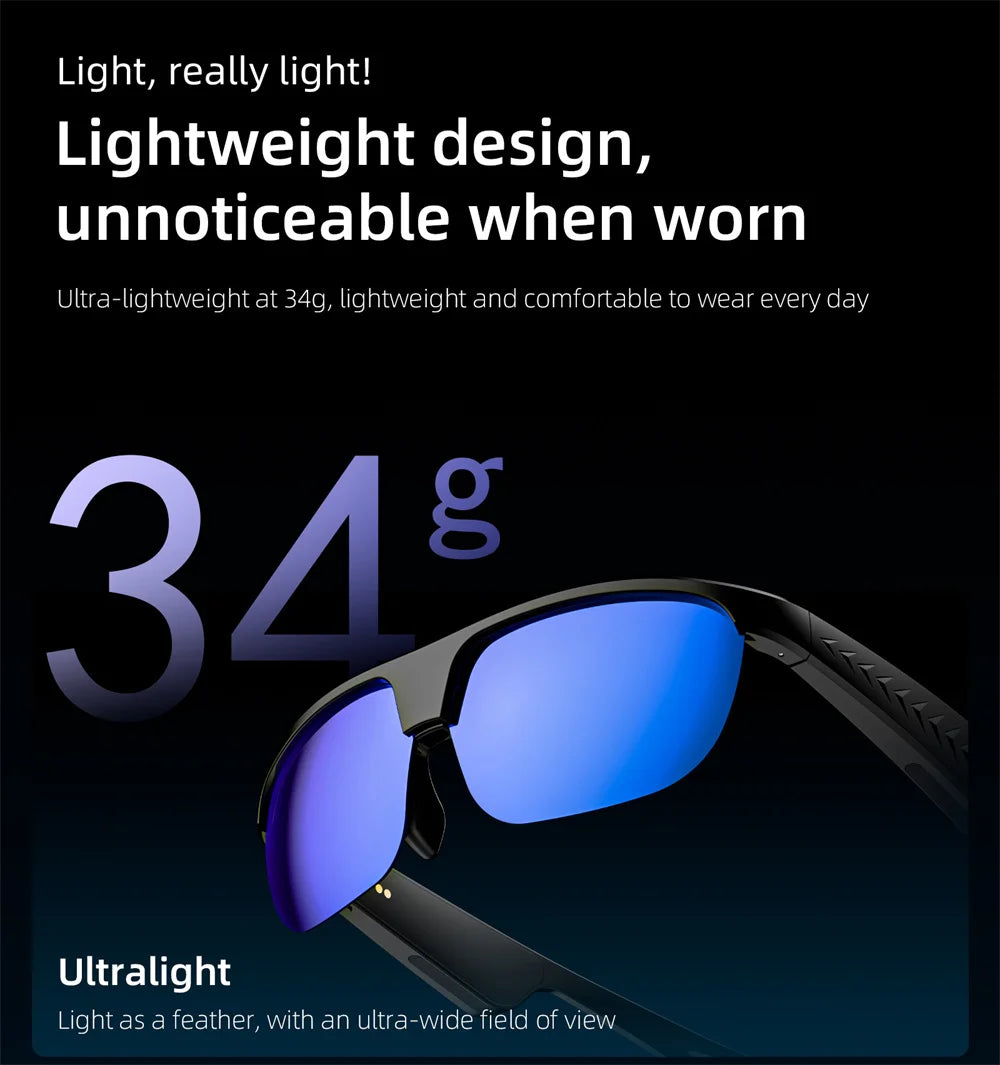 LOKMAT L01 Smart Bluetooth Glasses, Open-Ear Audio Sunglasses with Bluetooth 5.3, Touch Control, Wireless Music & Calls, GPS Navigation Support, Comfortable Fit for Sports, Outdoor Activities & Everyday Use