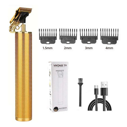 Retro T9 Electric Hair Clipper & Beard Trimmer - LCD Display, USB Rechargeable,   Professional Barber Kit with 4 Guide Combs for Men's Haircut & Styling
