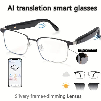 Bluetooth‑Connected AI‑Integrated Unisex Smart Glasses, Photochromic Transition Lenses, Hi‑Fi Sound, HD Hands‑Free Call Function for Outdoor and Daily Office Scenarios