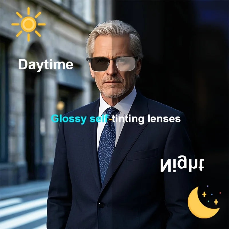 Bluetooth Smart Audio Glasses Photochromic Lens Open Ear Headphones Hands-free Calling Music Remote Shutter Smart Glasses for Men Women