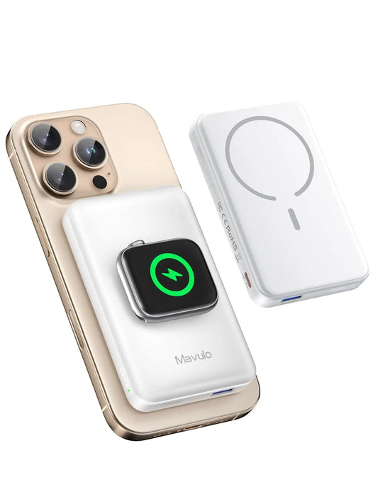 2 in 1 Wireless Portable Charger for Apple Watch Magnetic Power Bank 20W Mag-Safe Battery Pack for iPhone 17 16 15 14 13 Series