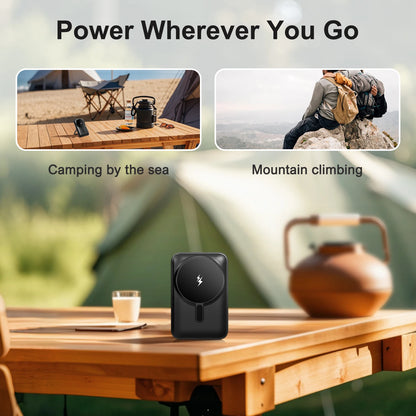 10000mAh Magnetic Power Bank Ultra-Thin Portable 20W Fast Charging with Digital Display USB-C Cable Foldable MagSafe for iPhone