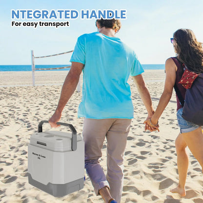 35 Quart Electric Cooler Warmer 12V Portable Car Refrigerator Plug In Cooler With Locking Handle 110V For Cars Trucks RVs And Home Grey